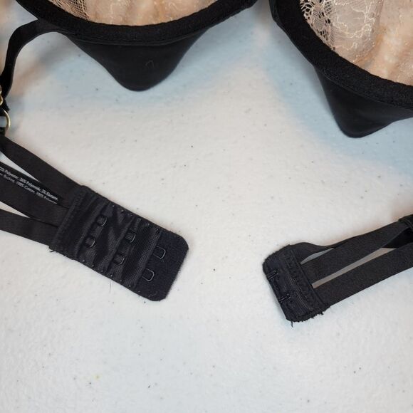ANN Summers Black Strappy Cage Balconette with Cream/Nude Lace - Picture 11 of 12